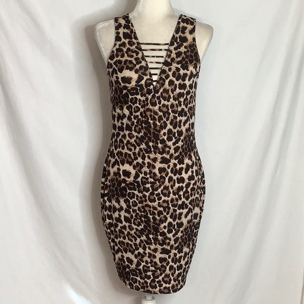 Leopard Print Sleeveless Midi Dress Size 0X